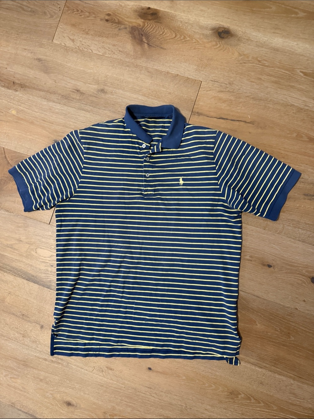 Polo golf Classic Striped Navy and Yellow Polo short sleeve size large golf